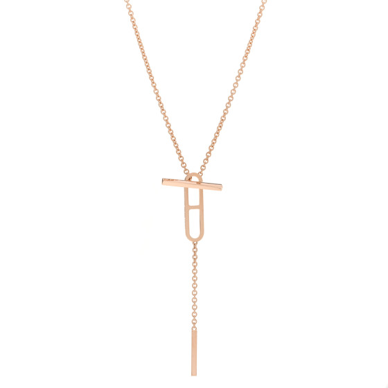 HERMES 18K Rose Gold PM Ever Chaine D'Ancre Necklace SH