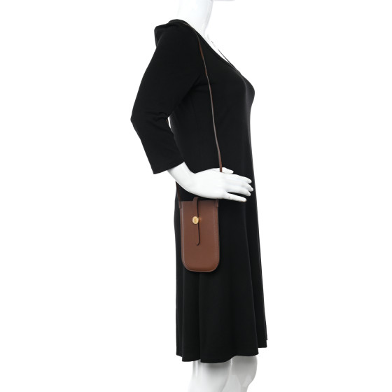 BURBERRY Calfskin Anne Phone Case With Strap Brown 1171582