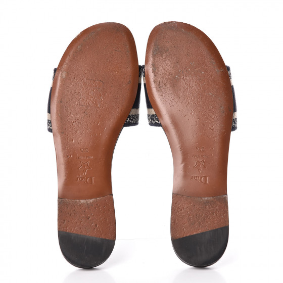 CHRISTIAN DIOR Canvas Embroidered Dway Mules Slide Sandals