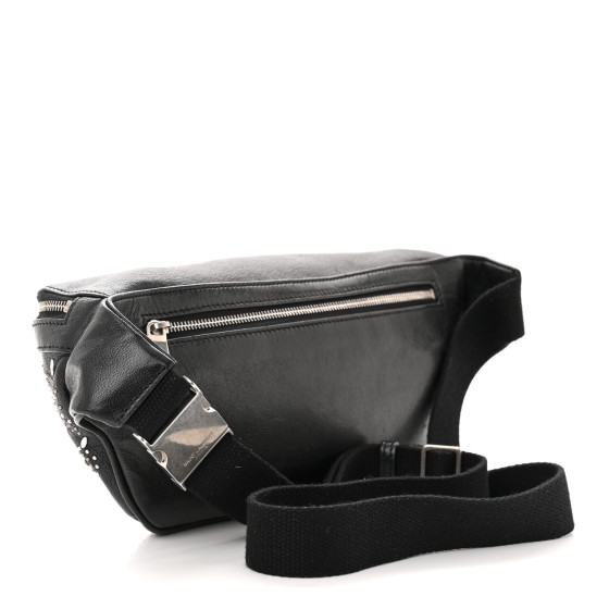 SAINT LAURENT Calfskin Studded Marsupio Belt Bag Black