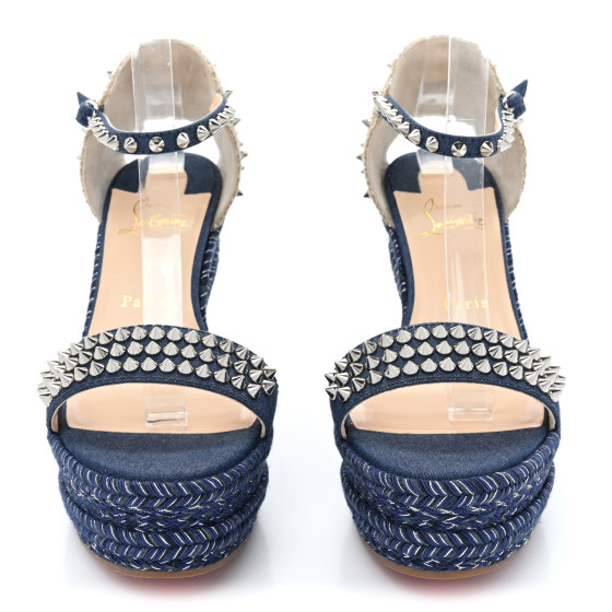 CHRISTIAN LOUBOUTIN Denim Madmonica 120 Wedge Sandals 39