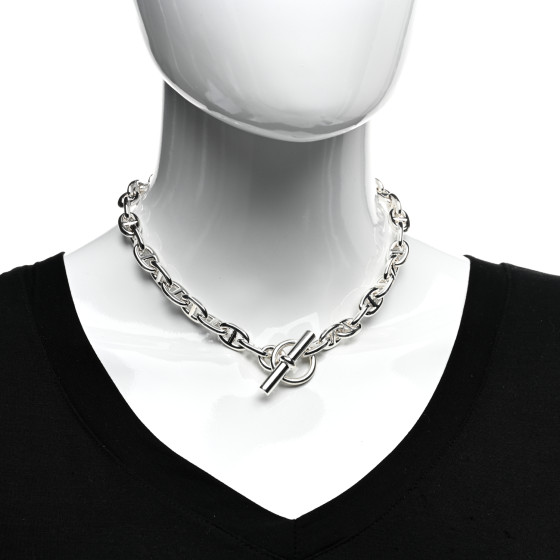 HERMES Sterling Silver Chaine D'Ancre Necklace PM 1305092