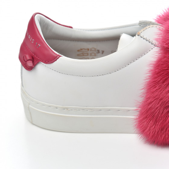 GIVENCHY Calfskin Mink Fur Womens Urban Street Sneakers 37