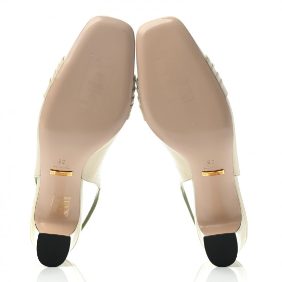 みちゃ GUCCI Malaga Kid Half Moon GG Square Toe Slingback Pumps 38