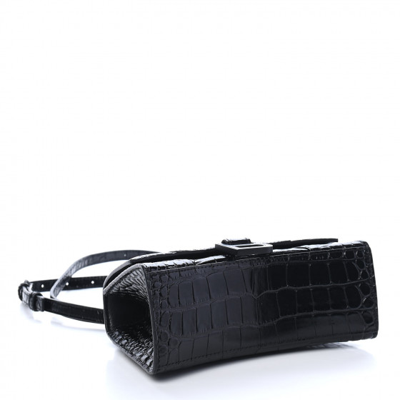 BALENCIAGA Calfskin Graffiti Logo Monochrome Crocodile