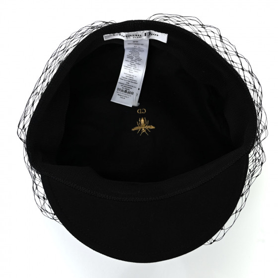 CHRISTIAN DIOR Cotton Canvas Arty Cap with Veil 57 Black