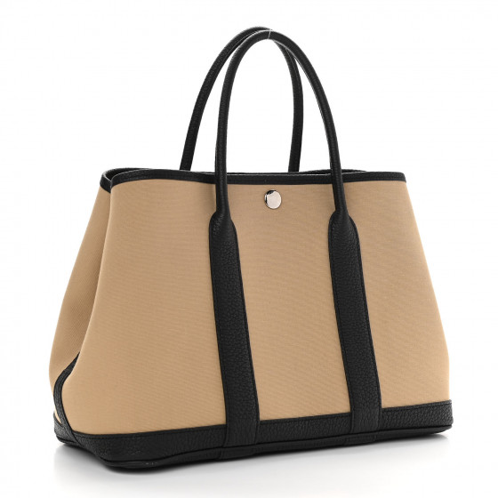 HERMES Toile Negonda Garden Party 30 TPM Trench Black 986665