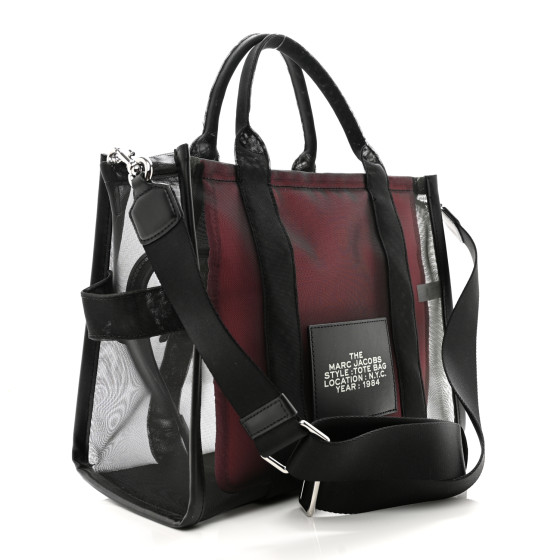 MARC JACOBS Nylon The Mesh Medium Tote Bag Black Pink