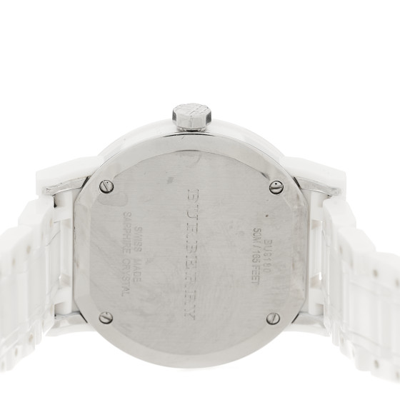 Burberry 自動巻き時計 ホワイトダイヤル レザー BURBERRY Stainless Steel Ceramic 34mm Quartz Watch White