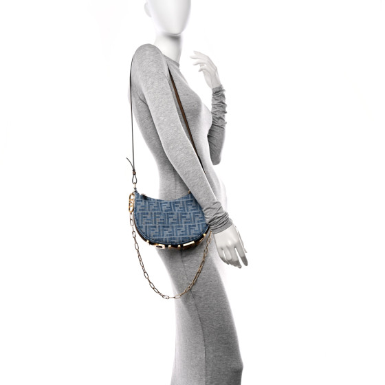 FENDI Denim Vitello King F is Fendi FF Embroidered Mini