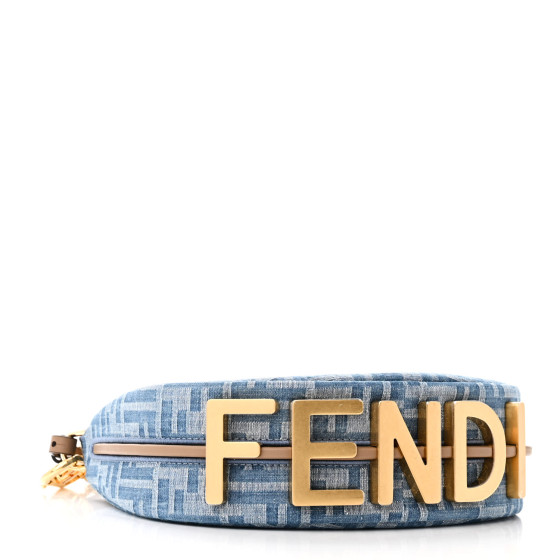 【可愛いサイズ感♪】FENDI FF logo denim mini bag blue Fendigraphy Mini Jeans Light blue | Fendi