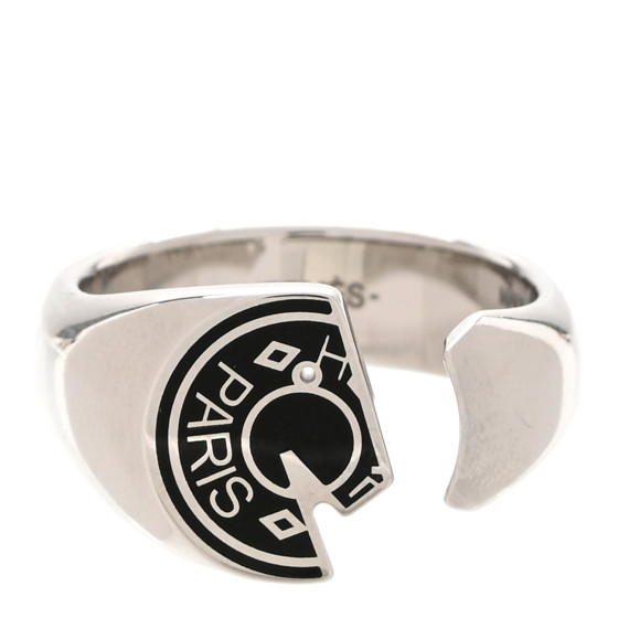 HERMES Stainless Steel Men's Carrousel Ring 64 Black 1215656 | FASHIONPHILE