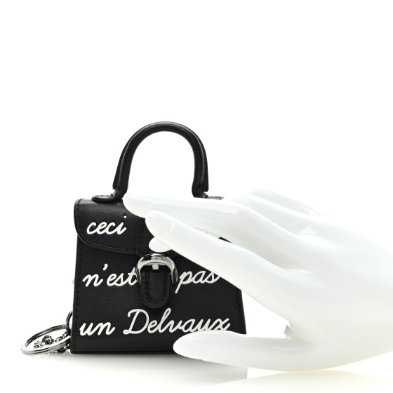 DELVAUX Calfskin Mini L'Humour Brillant Bag Charm Black White