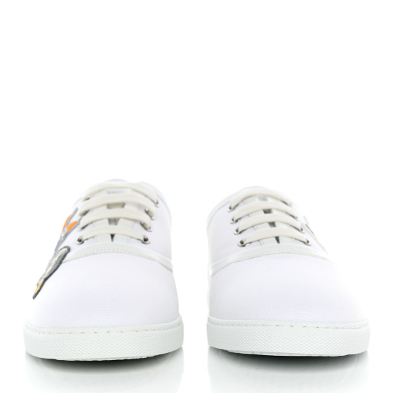 HERMES Canvas Embroidered Innocent Sneakers 39 White