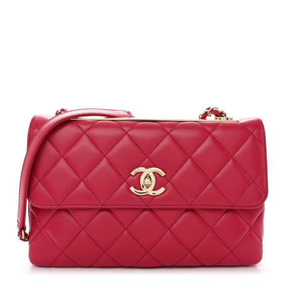 CHANEL Lambskin Quilted Medium Trendy CC Flap Dark Pink