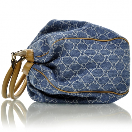 GUCCI Denim Monogram Large Sukey Tote 27159 | FASHIONPHILE