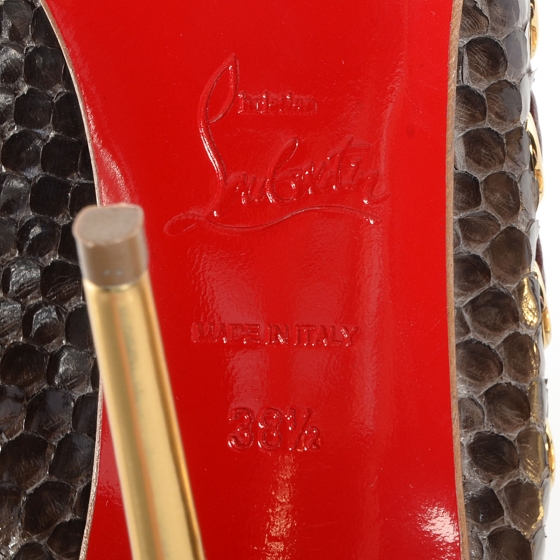 CHRISTIAN LOUBOUTIN Snakeskin Ostri 100 Slingback Pumps 38.5