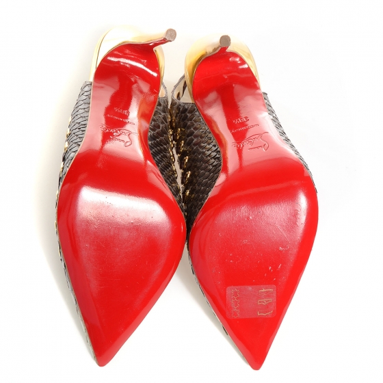 クリスチャンルブタン☆OSTRI SLING100☆ CHRISTIAN LOUBOUTIN Snakeskin Ostri 100 Slingback Pumps 38.5