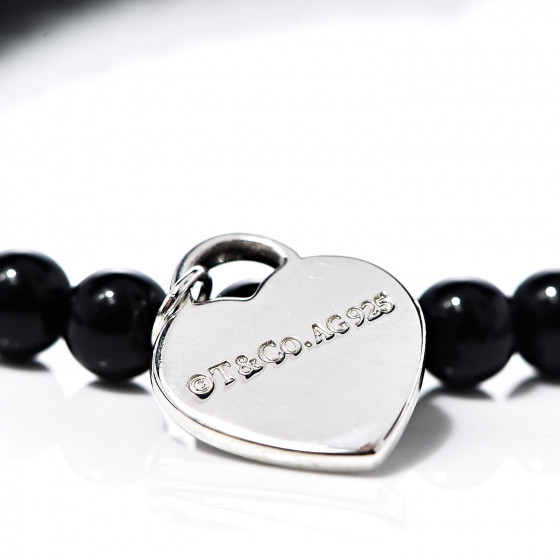TIFFANY Sterling Silver Black Onyx 4mm Return To Tiffany