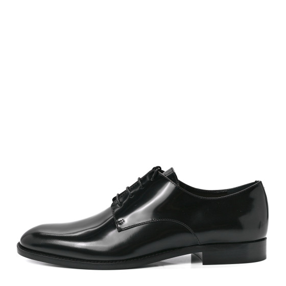 CHRISTIAN DIOR Shiny Calfskin Womens Derby Shoe 37.5 Black
