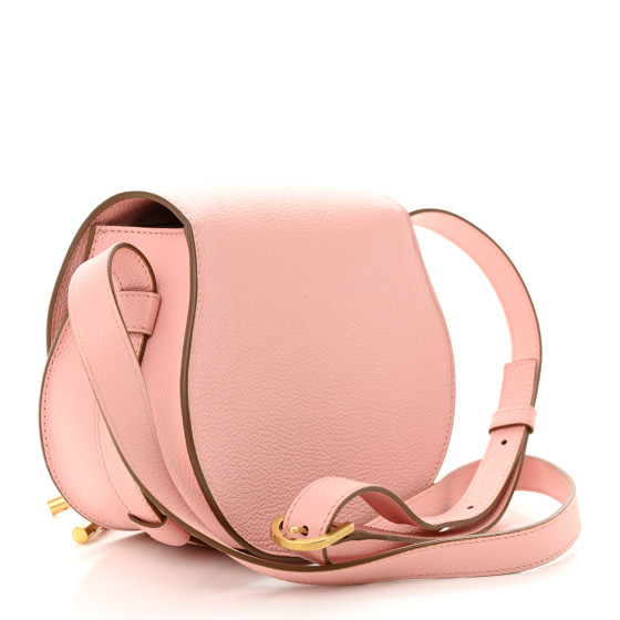 CHLOE Grained Calfskin Small Marcie Saddle Bag Blossom Pink
