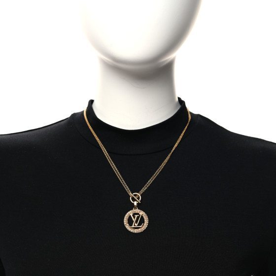 LOUIS VUITTON Metal Crystal Louise Tresor Necklace Gold