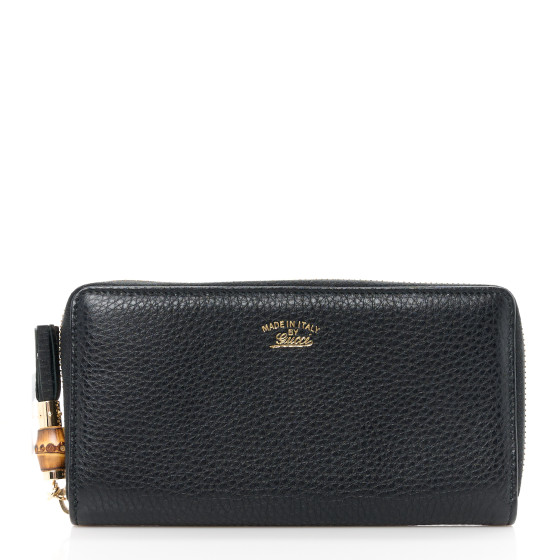 ヘアアクセサリー GUCCI Black zip around wallet with bamboo detail Zip around wallet with bamboo in black leather | GUCCI® US
