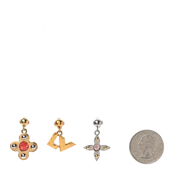 LOUIS VUITTON Swarovski Crystal Love Letters Earrings GM Set