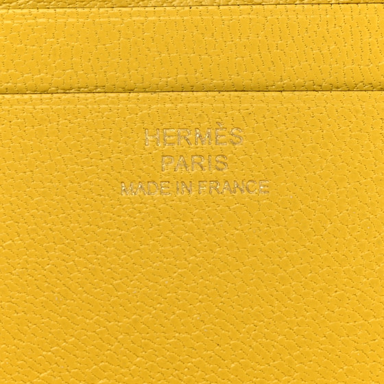HERMES Chevre Chamkila Medor Card Holder Jaune De Naples