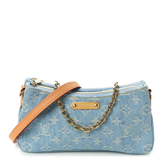 送料込◆希少品♪【LOUIS VUITTON】Liv Pochette Sky Blue Denim Louis Vuitton Liv Pochette Sky Blue Denim in Cotton with