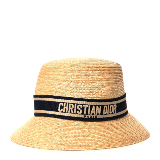 CHRISTIAN DIOR Straw Bucket Hat 58 Natural 1055873