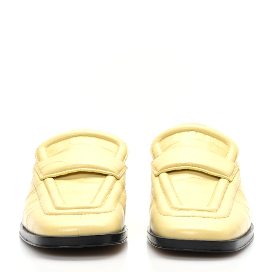 BOTTEGA VENETA Patent Crocodile Embossed Loafers 36 Butter