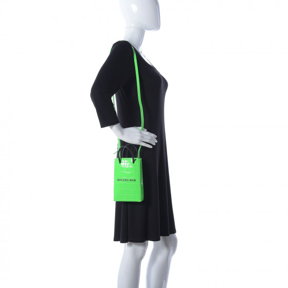 本日限定BALENCIAGA Shopping Phone Holder Bag BALENCIAGA Leather Phone Holder Shopping Crossbody Bag Black