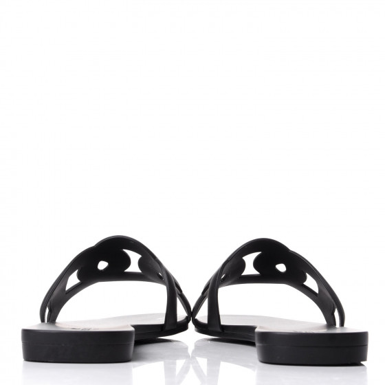HERMES Rubber Aloha Sandals 39 Black 787906 | FASHIONPHILE