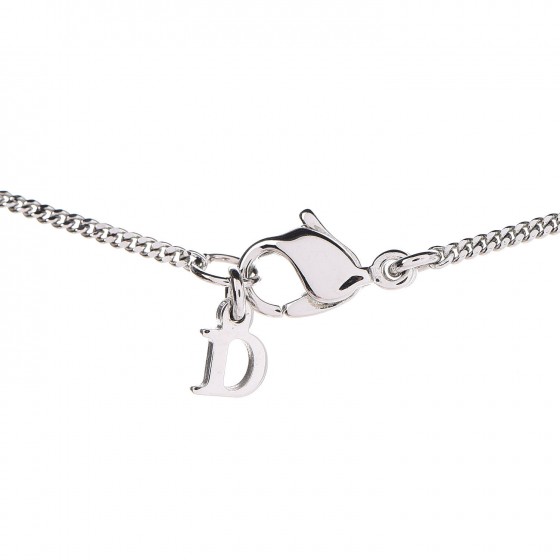 CHRISTIAN DIOR Crystal Cross Necklace Silver 307482