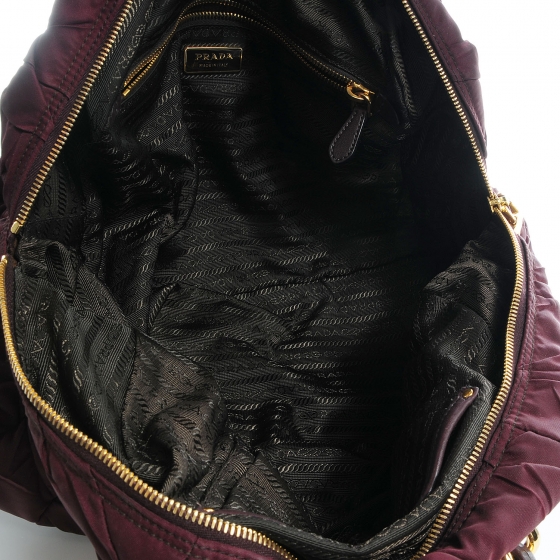 PRADA Tessuto Nylon Chevron Catena Bag Prugna 63135