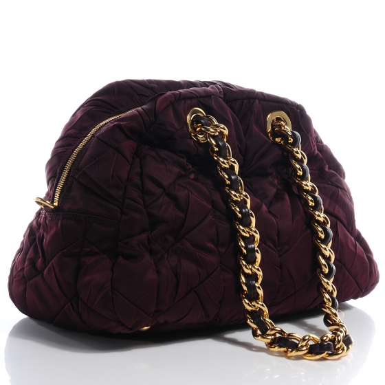 PRADA バック PRADA Tessuto Nylon Chevron Catena Bag Prugna 63135