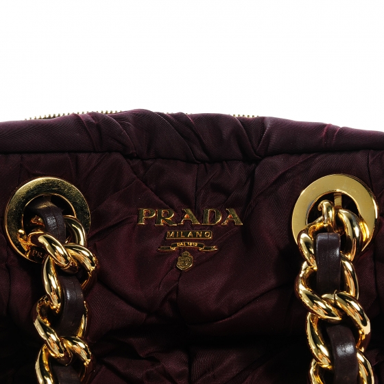 PRADA バック PRADA Tessuto Nylon Chevron Catena Bag Prugna 63135