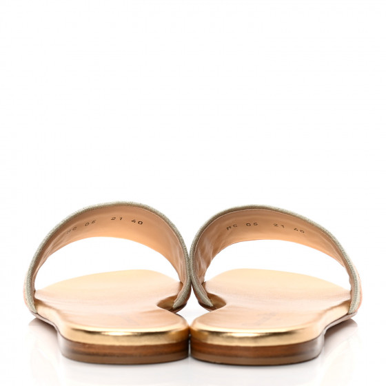 Christian Dior - ディオール/クリスチャンディオール F40 - CHRISTIAN DIOR Cotton Embroidered Dway Mules Slide Sandals