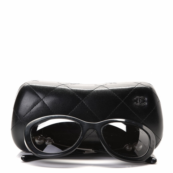 CHANEL Polarized Cat Eye Pearl Sunglasses 5340-H Black