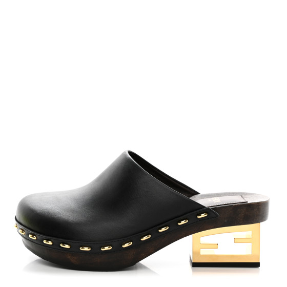 FENDI Vitello Baguette 25/60mm Clogs 35 Black 1332787 | FASHIONPHILE