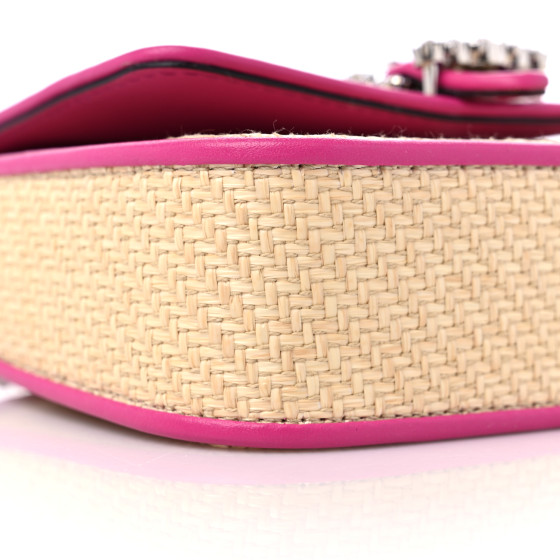 JIMMY CHOO Raffia Calfskin Crystal Cheri Wallet on Chain Bag