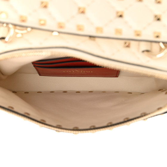 【関税&送料込】Valentino Garavani Ivory Nappa Leather Large VALENTINO GARAVANI Nappa Large Roman Stud Shoulder Bag Ivory