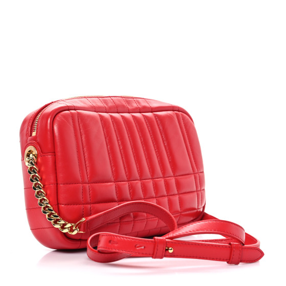 BURBERRY Calfskin Quilted Small Lola Camera Bag Bright Red