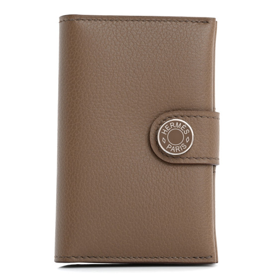 HERMES Evercolor RMS Card Holder Etoupe 1680952 | FASHIONPHILE