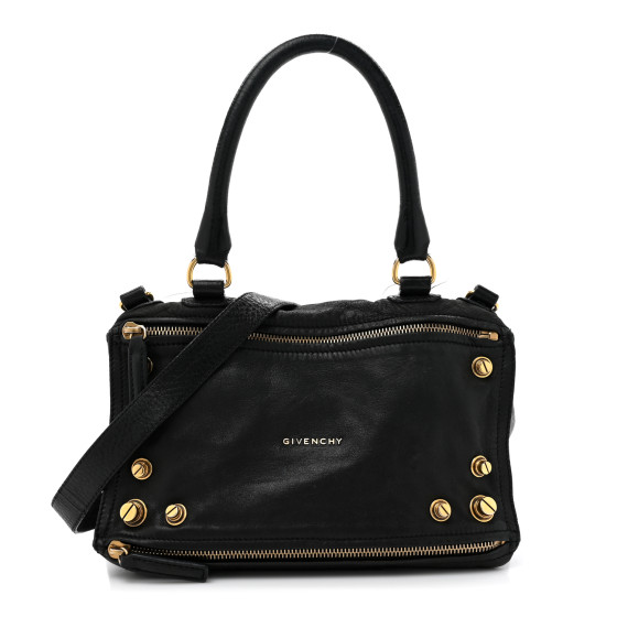 GIVENCHY Pebbled Calfskin Medium Bolt Stud Pandora Black