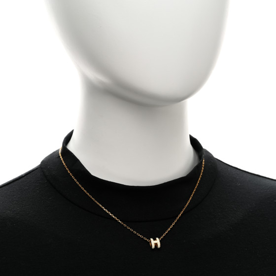 【HERMES】white×Goldチェーン☆ネックレス Mini \"Pop H\" 即日発送】エルメス ミニ ポップ H ペンダント ホワイト (HERMES