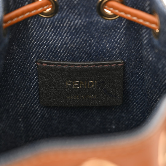 FENDI Denim Vitello King F is Fendi FF Embroidered Mini Mon