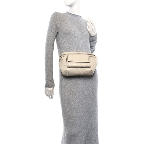 ブルガリ　GUCCI ベルト　ホワイト GUCCI Calfskin GG Tennis Embossed Pocket Belt Bag Mystic