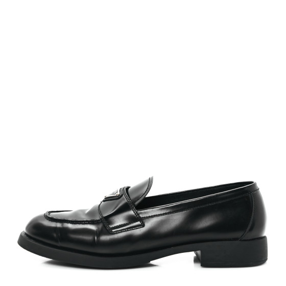 Louis様　PRADA PRADA Spazzolato Metal Triangle Logo 20mm Loafers 39.5 Black